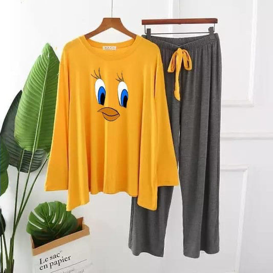 YELLOW TWITTY PRINTED LOUNGEWEAR