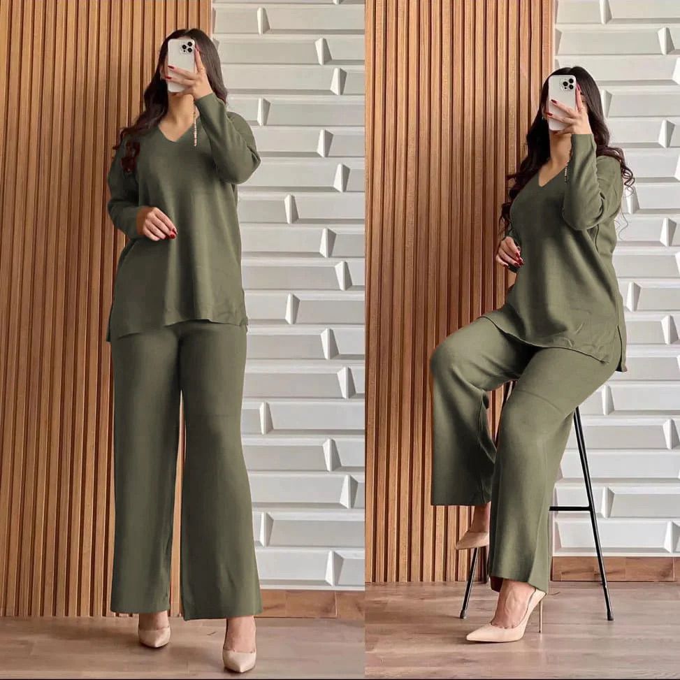 Winter V Neck Style 2 Pcs Outfit ch-005