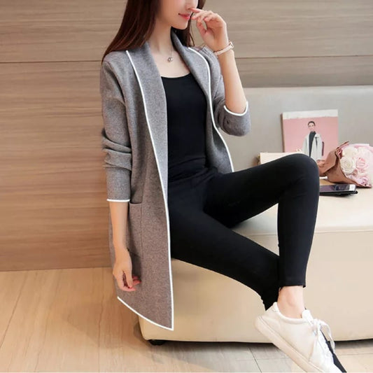 Grey Women Lapel Casual Coat - choakas