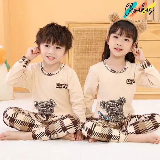 Check Bear Printed Kids Wear - choakas